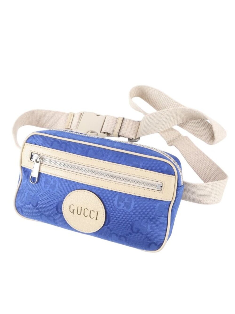 Gucci Off the Grit GG Nylon Leather 2-Way Belt Bag Crossbody Body Waist Pouch